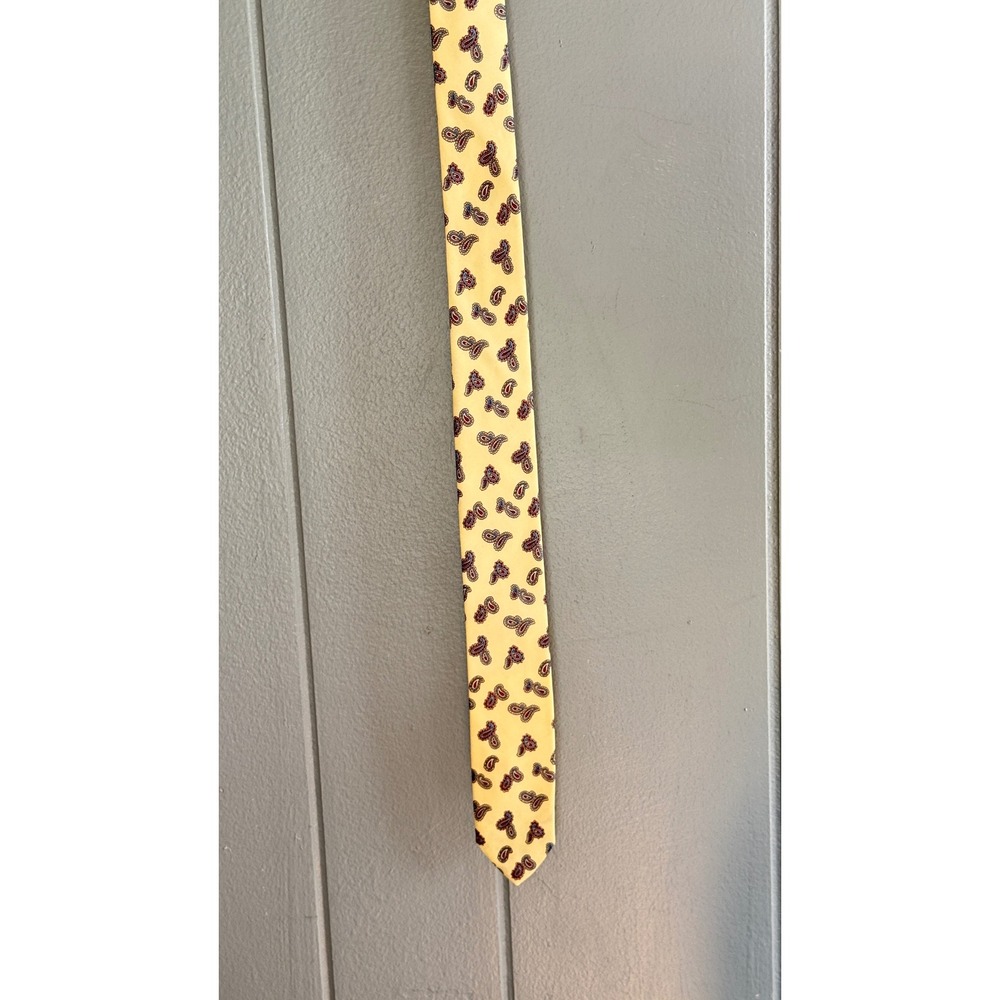 Christian Dior Jeune Homme Yellow Paisley Silk Tie Paris New York Vintage Mens